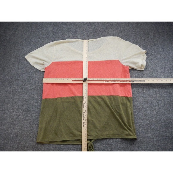 A.N.A. A New Approach Blouse Top Women's Size 0X Green Pink Colorblock Tie Front - Picture 6 of 8